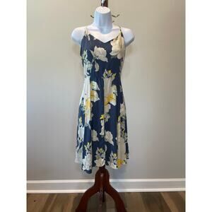 GAP Dress Women’s L Navy Floral Adjustable Spaghetti Strap Lightweight Summer